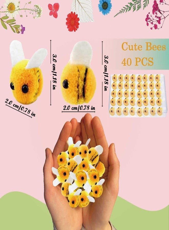 Bunhum Tiny Craft Bees,40 Pcs Wool Felt Bees Felt for Embellishments Mini Cute Bumble Bee Plush Decor for Baby Shower Decorations Clothing Hat DIY Crafts - Image 2